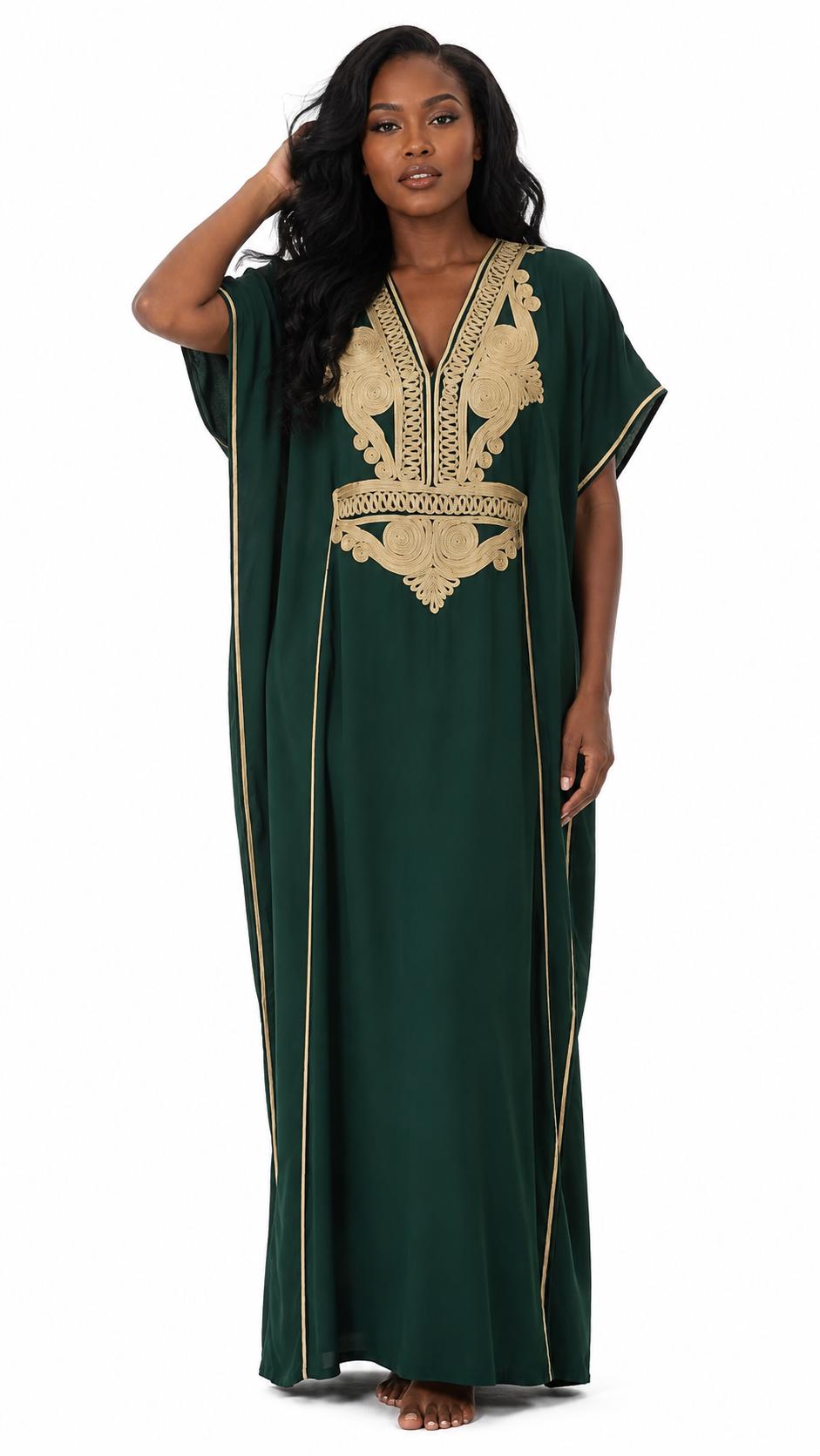 Red Kaftan Dress – Short-Sleeve Maxi
