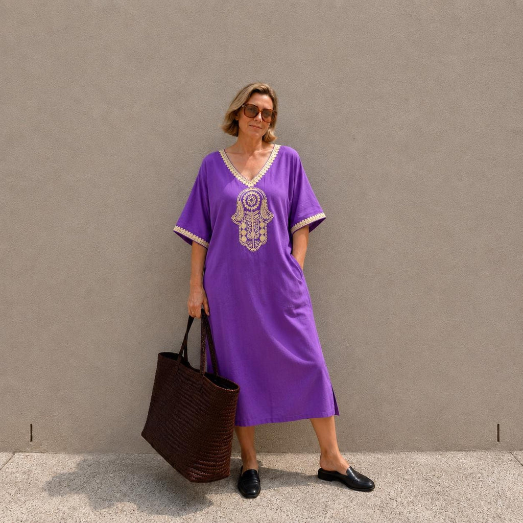 Black Kaftan Dress – Short-Sleeve Maxi