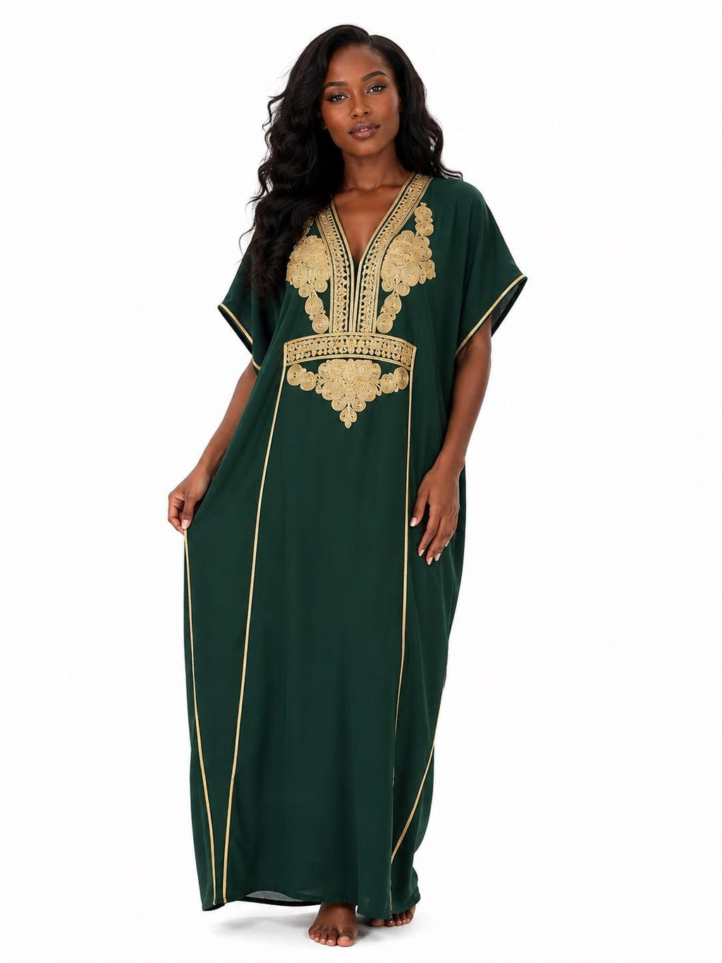 Green Gandoura Caftan – Sleeveless Summer Resortwear