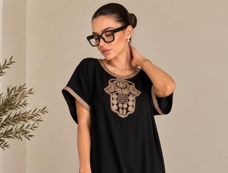 Embroidered Gandoura Kaftan Dress – Maxi