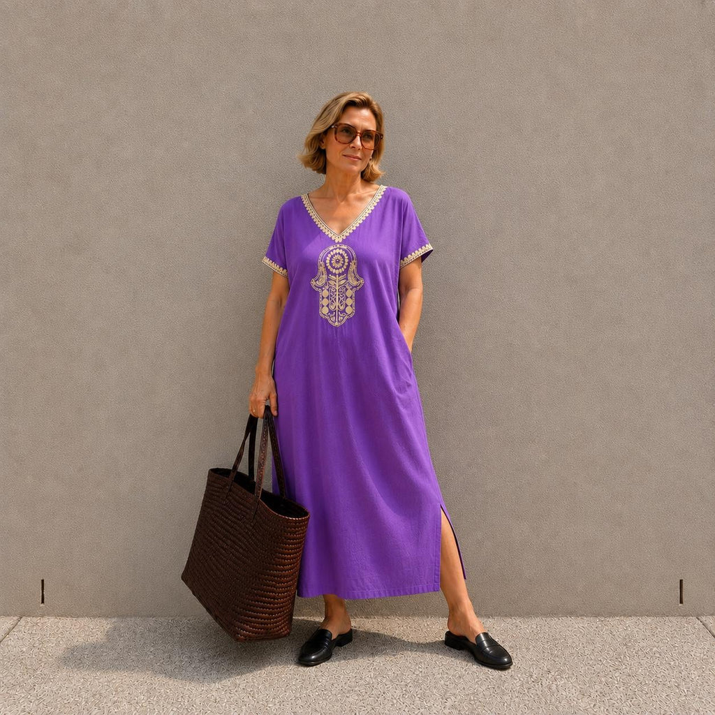 Moroccan Gandoura Kaftan Dress – Sleeveless Maxi