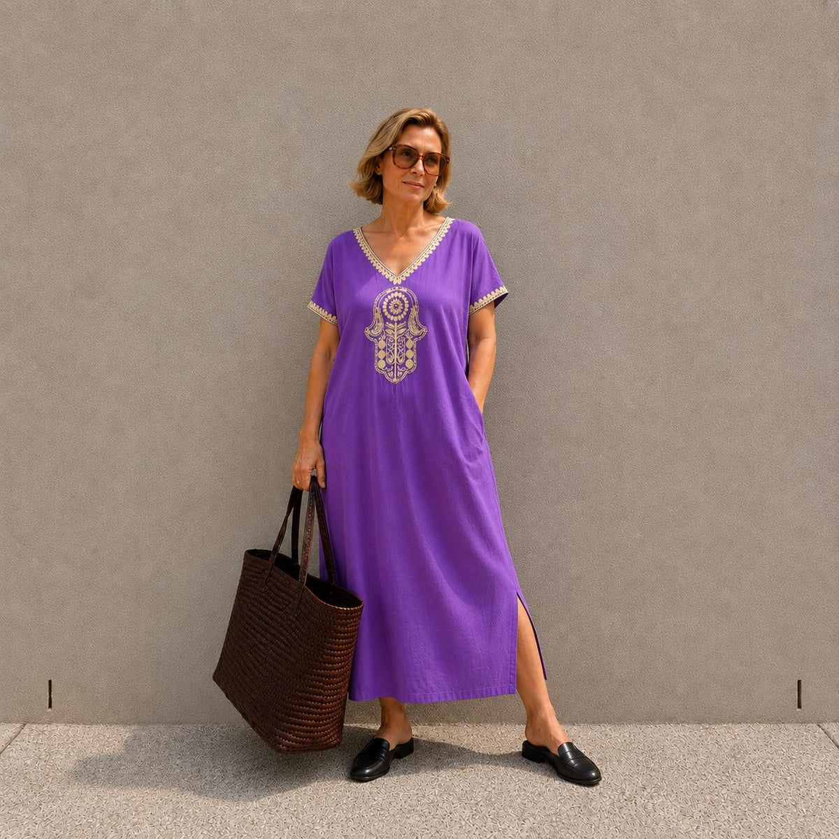Moroccan Gandoura Kaftan Dress – Sleeveless Maxi