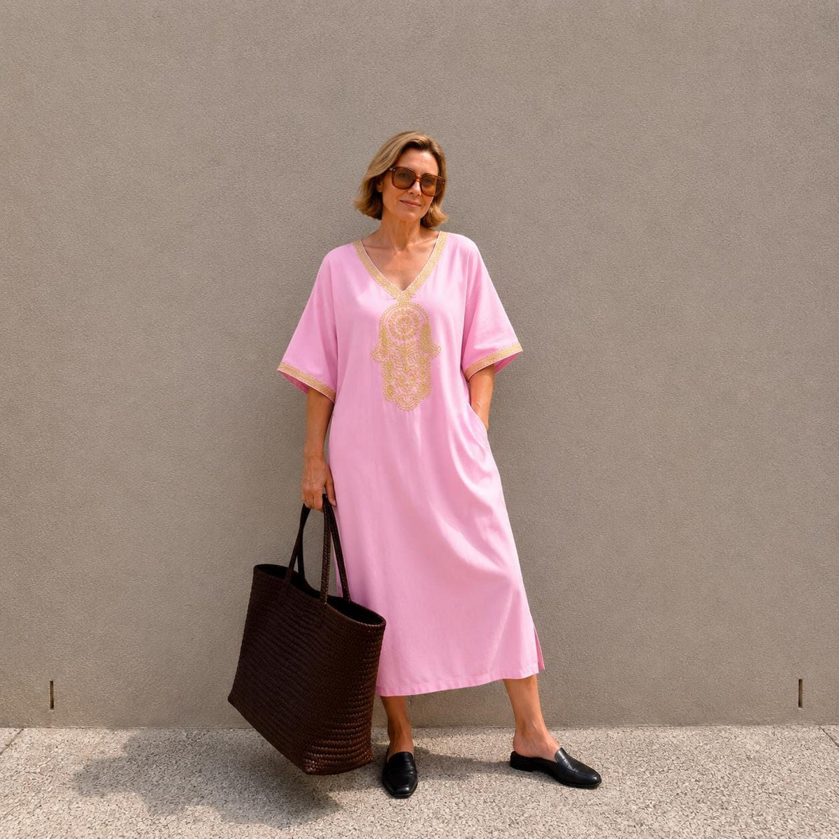 Moroccan Gandoura Kaftan Dress – Sleeveless Maxi