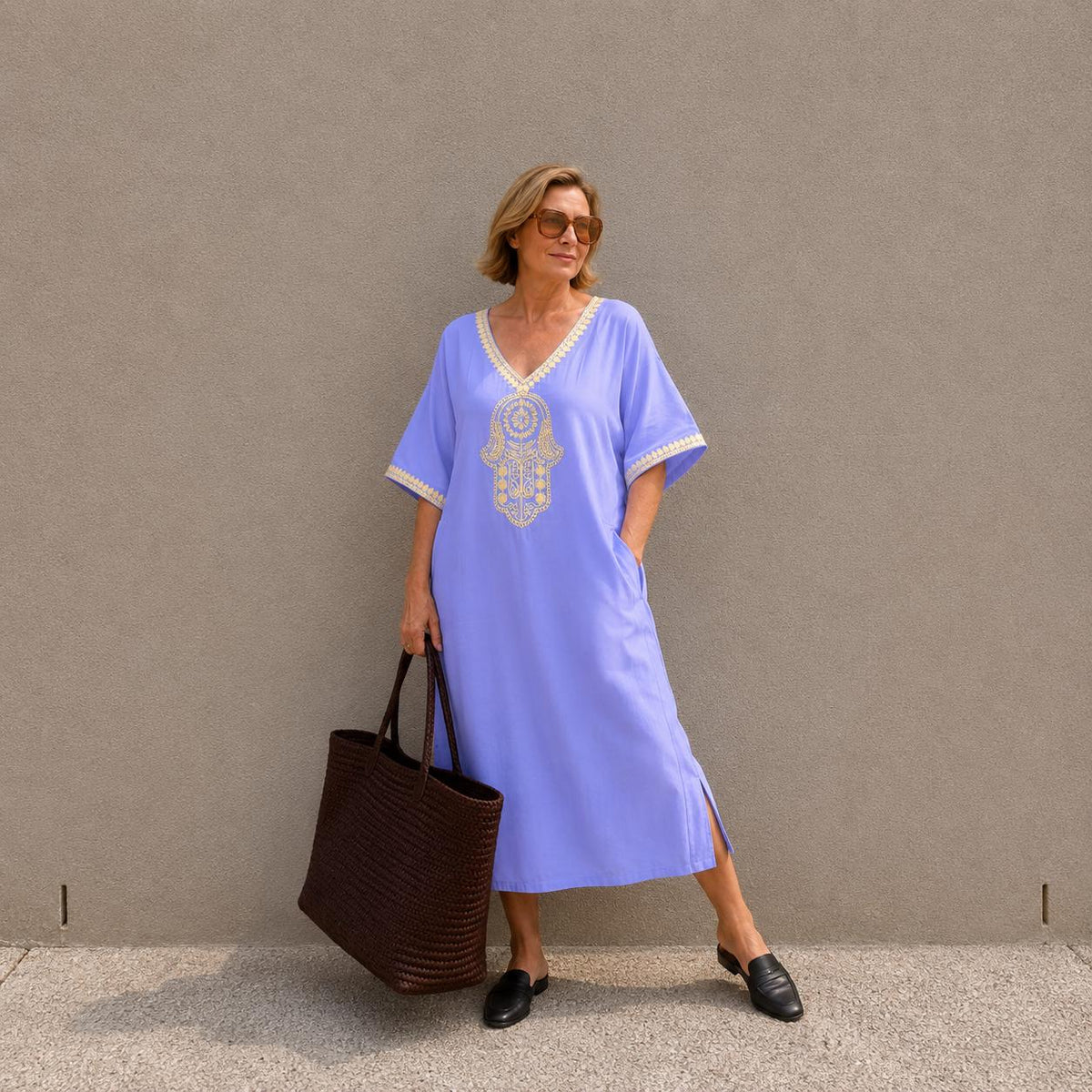 Moroccan Gandoura Dress – Sleeveless Beach Cover Up