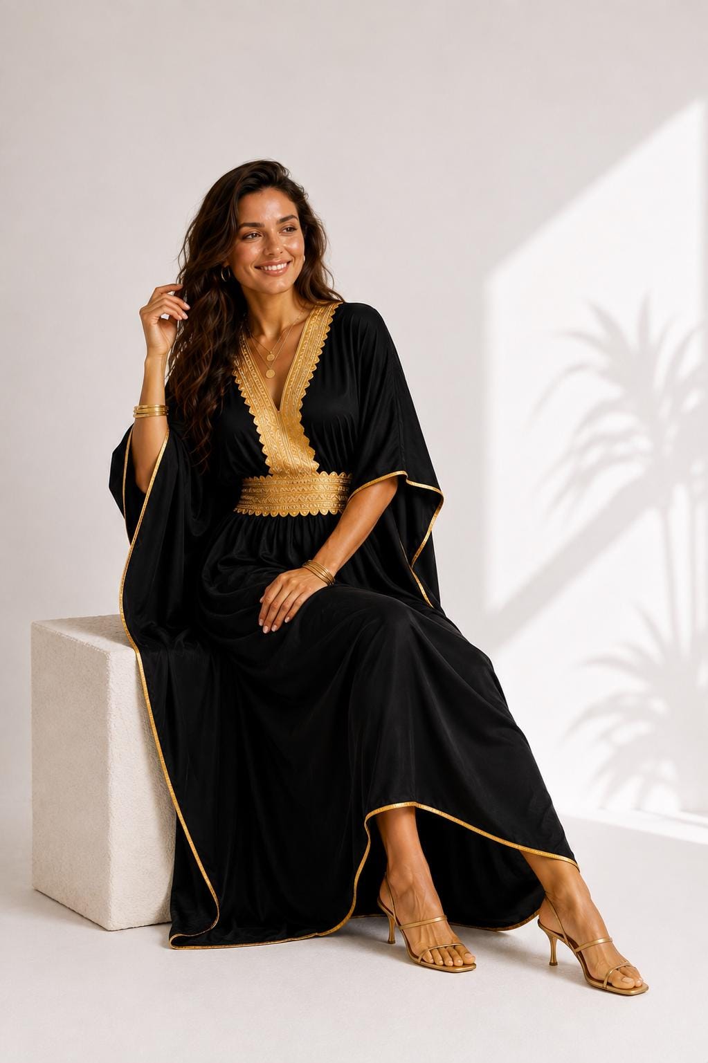 Luxury Moroccan Djellaba – Boho Maxi