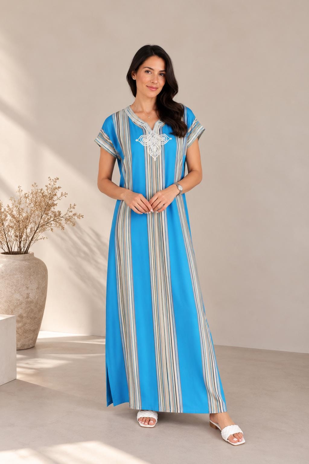 Green Gandoura Kaftan Dress – Sleeveless Maxi
