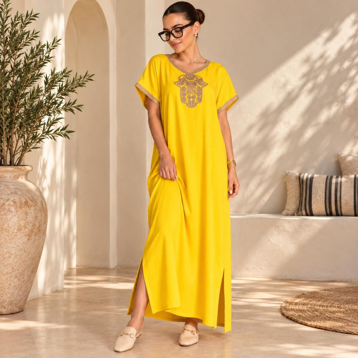 Embroidered Dubai Kaftan – Moroccan Djellaba Style