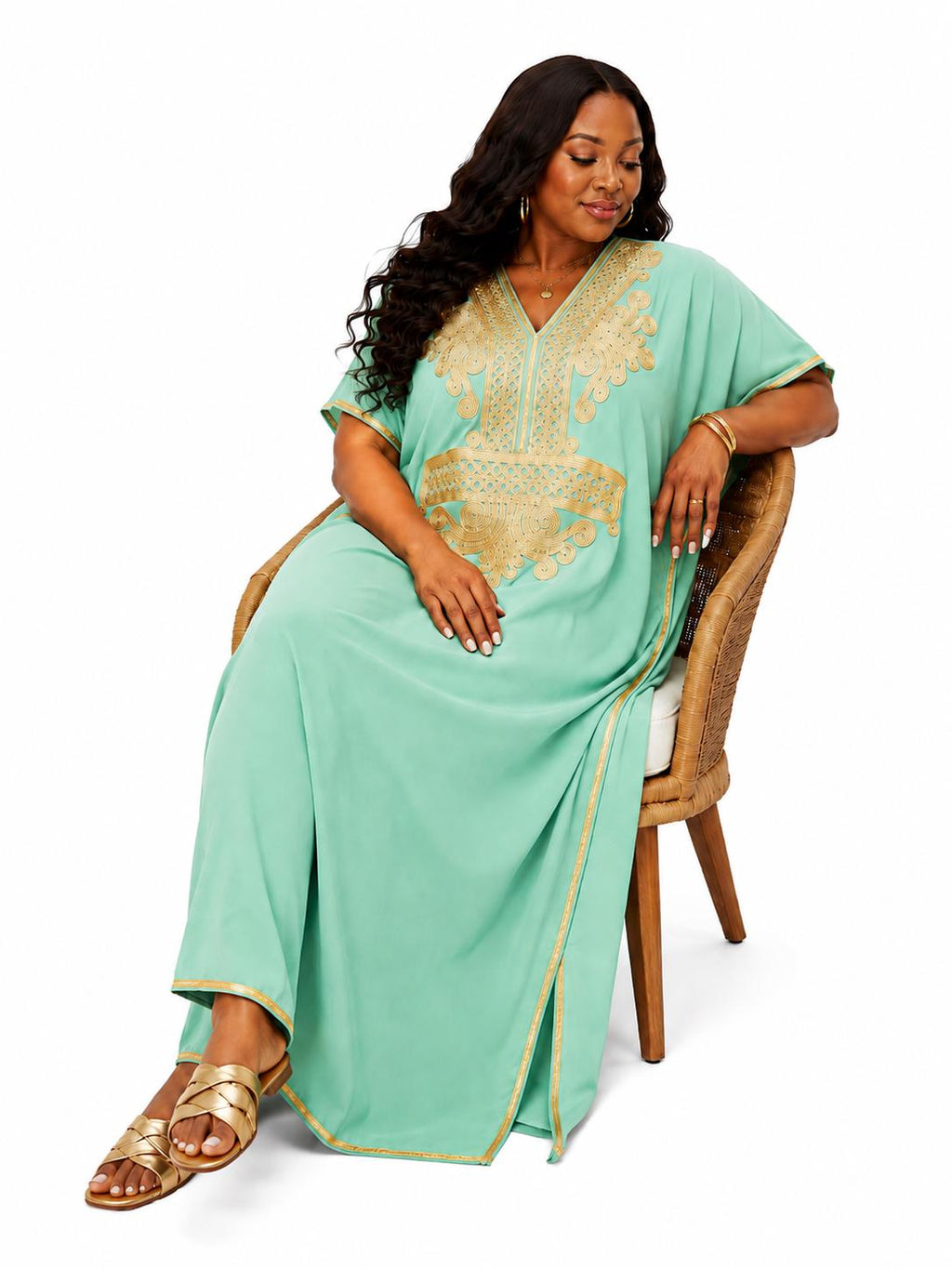 Blue Gandoura Kaftan Dress – Sleeveless Maxi