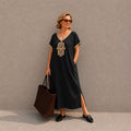 Black Kaftan Dress – Short-Sleeve Maxi