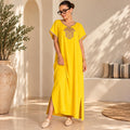 Embroidered Boho Mom Dress – Plus Size Gandoura