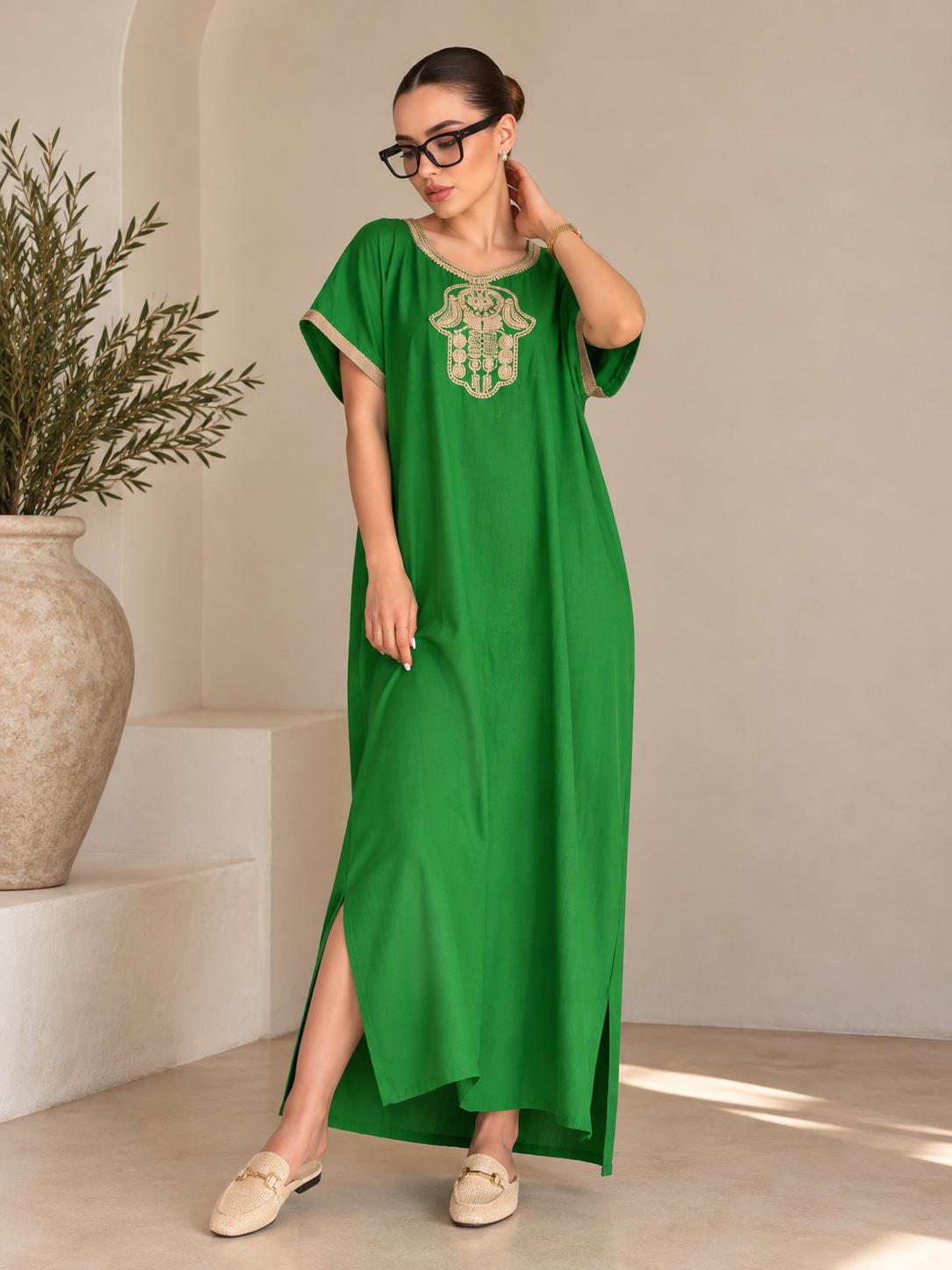 Embroidered Boho Mom Dress – Plus Size Gandoura