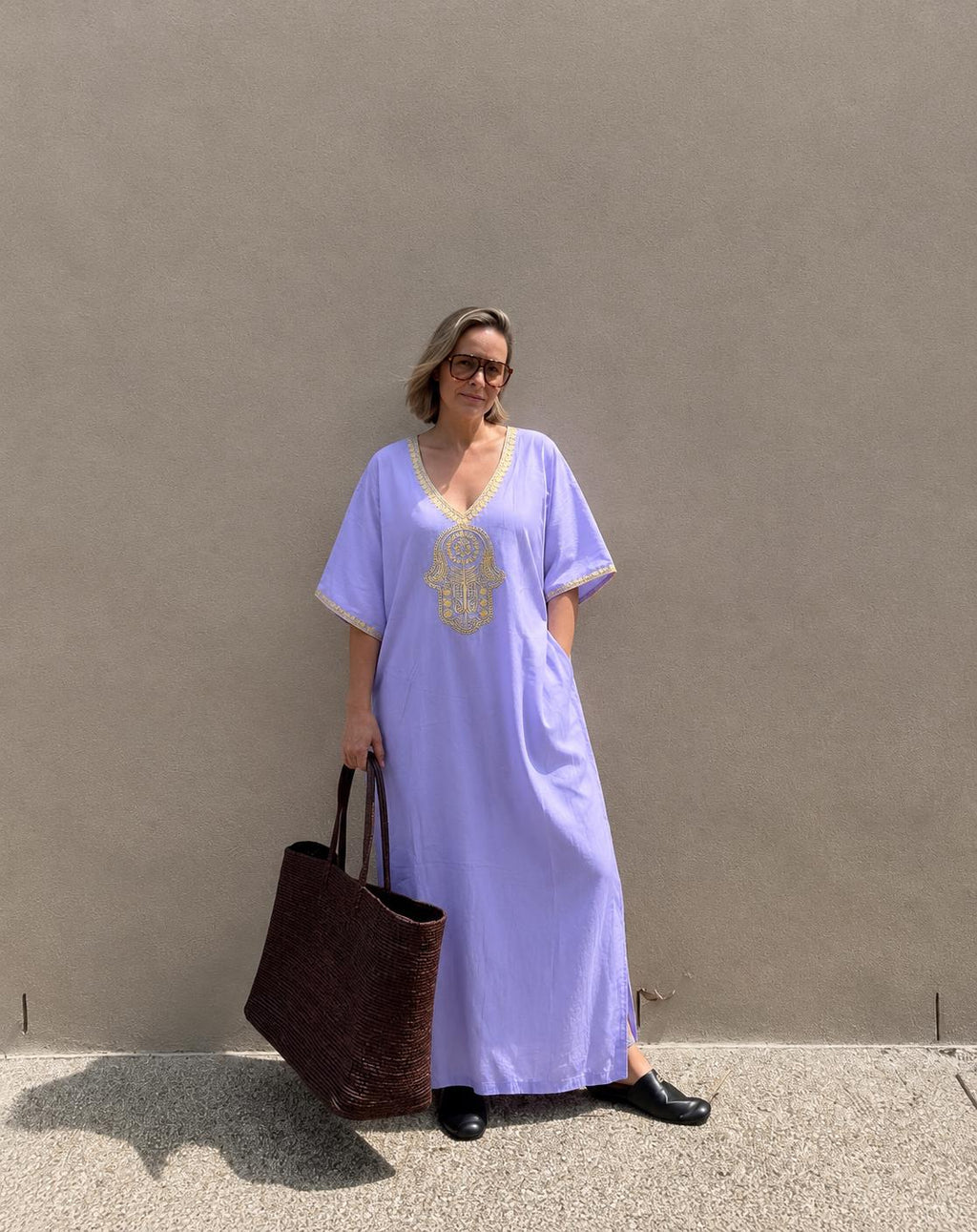 Black Kaftan Dress – Short-Sleeve Maxi