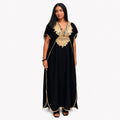 Black Kaftan Dress – Short-Sleeve Boho Resortwear