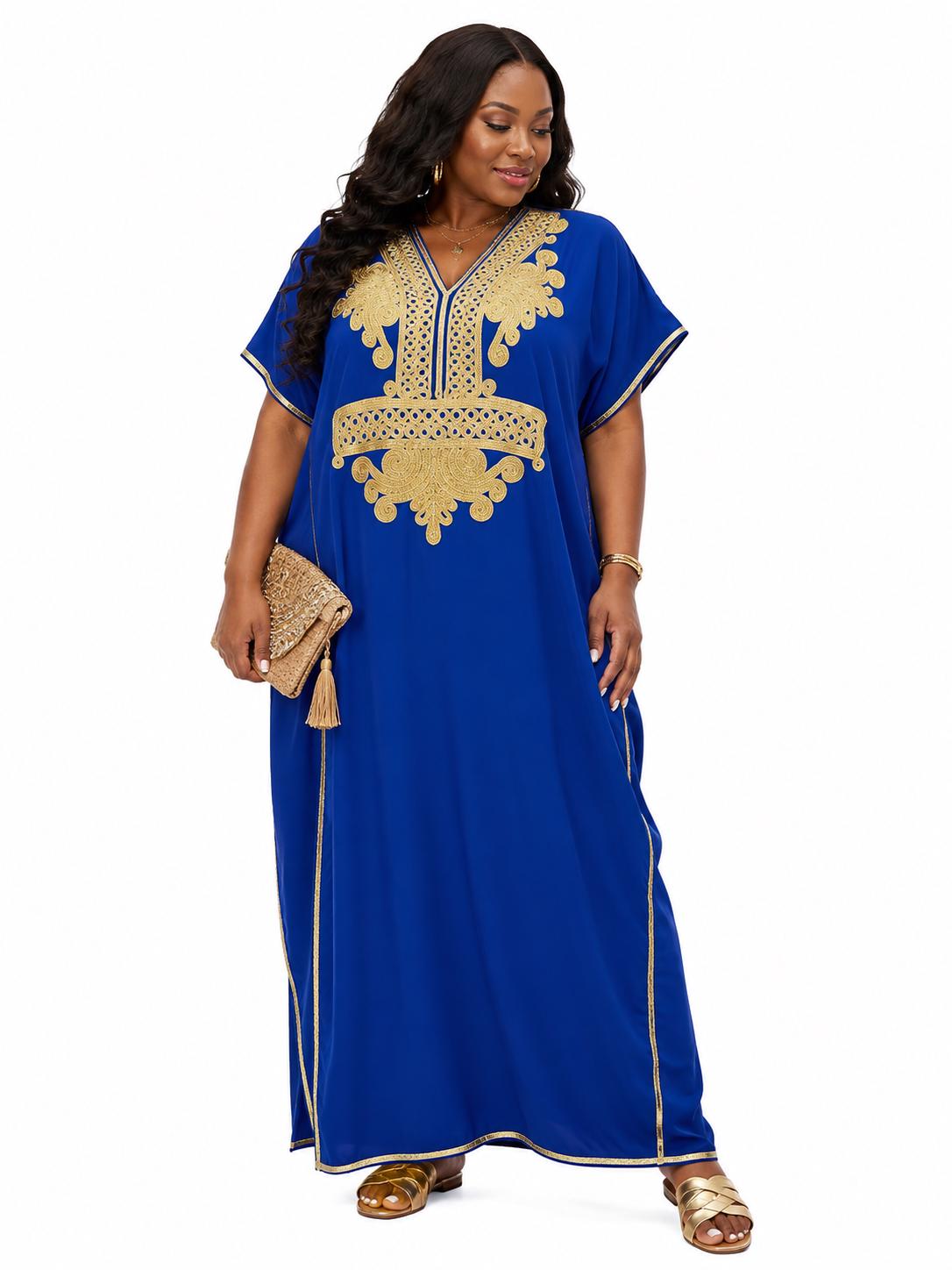 Blue Gandoura Kaftan Dress – Sleeveless Maxi