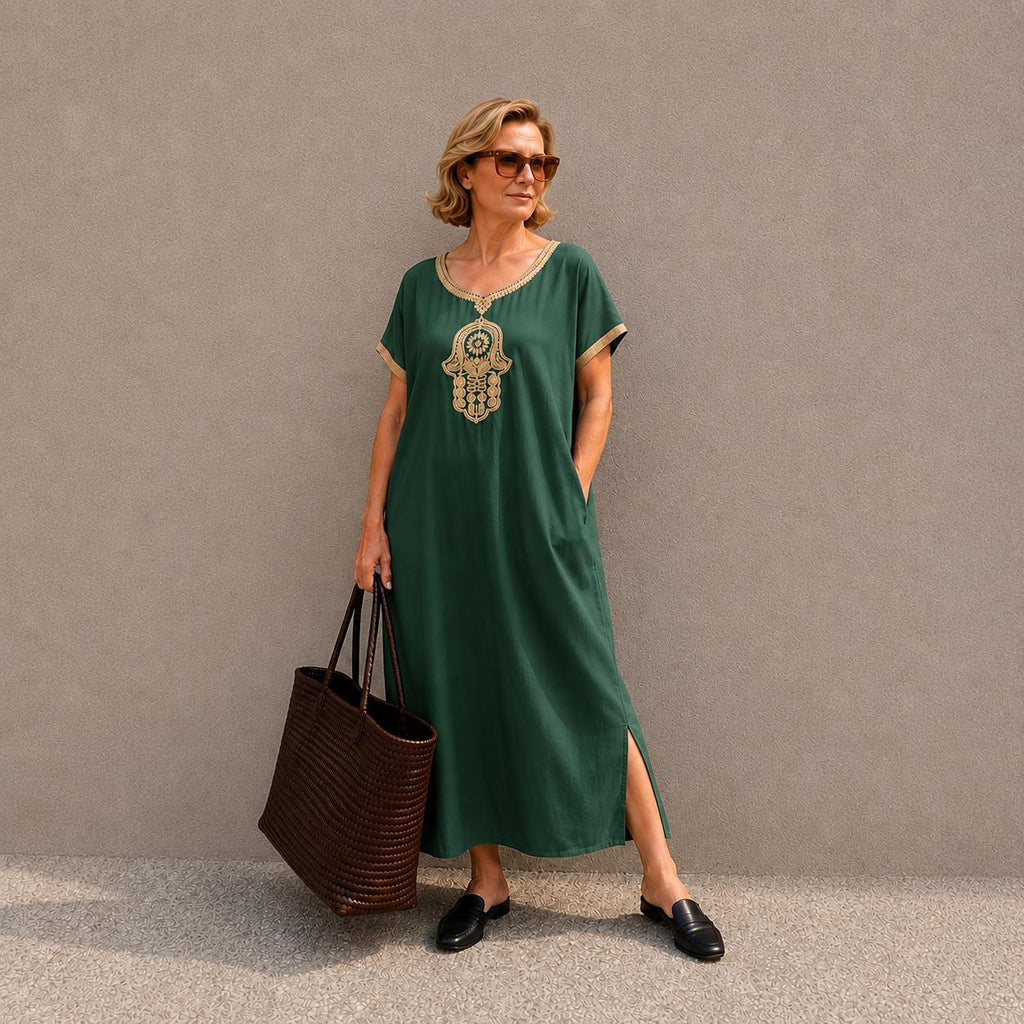 Moroccan Gandoura Kaftan Dress – Sleeveless Maxi