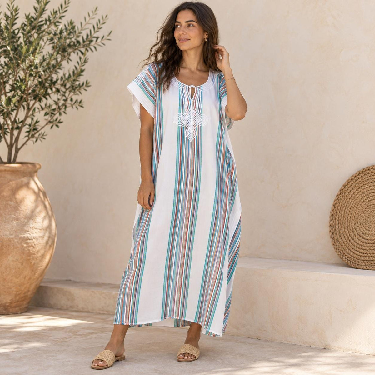 Green Gandoura Kaftan Dress – Sleeveless Maxi