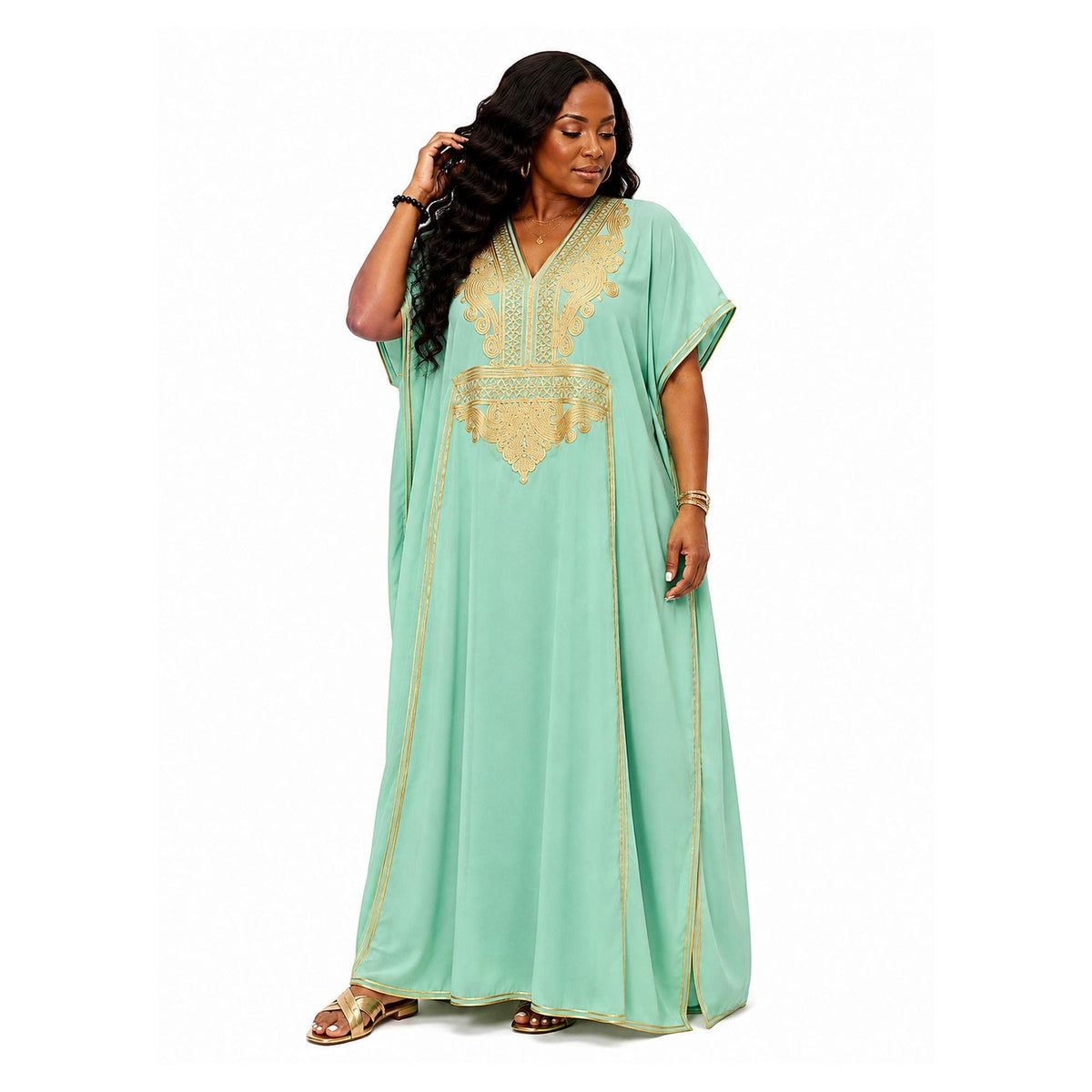 Blue Gandoura Kaftan Dress – Sleeveless Maxi